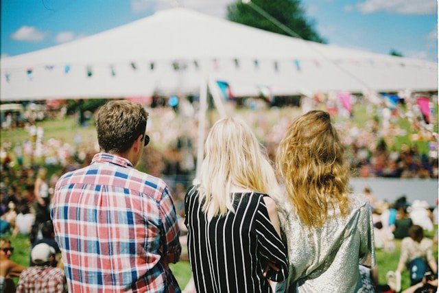 Group of people attending a neighborhood event